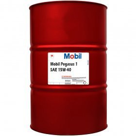 Mobil Pegasus 1 SAE 15W-40 gas engine oil drum