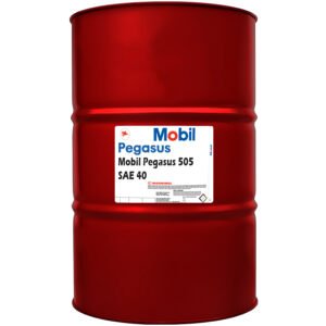 Mobil Pegasus 505 SAE 40 gas engine oil drum for heavy-duty applications